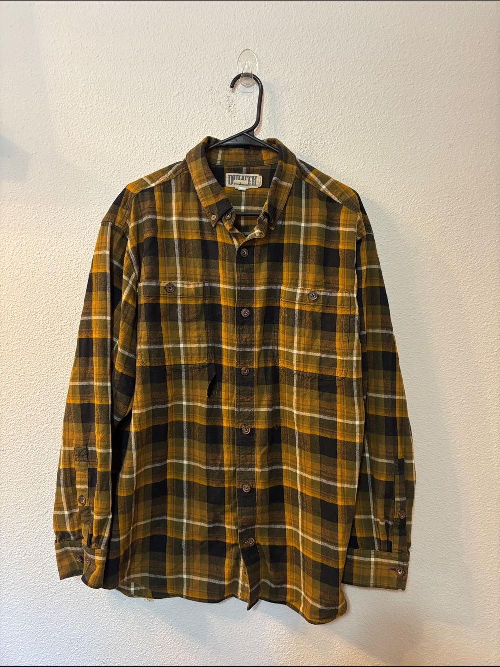 Duluth Yellow & Black Plaid Button-Up Shirt